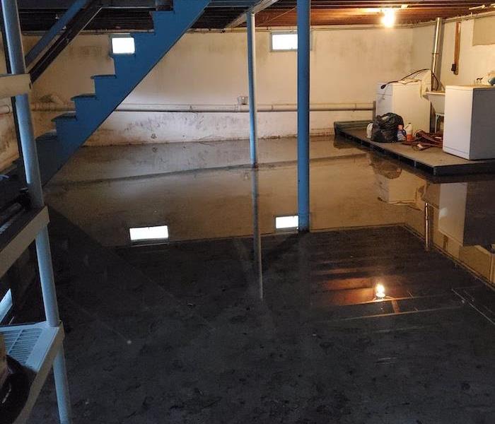 Basement with water on the floor