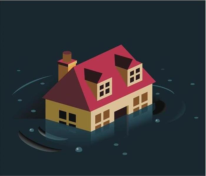 Illustrated Half Flooded House